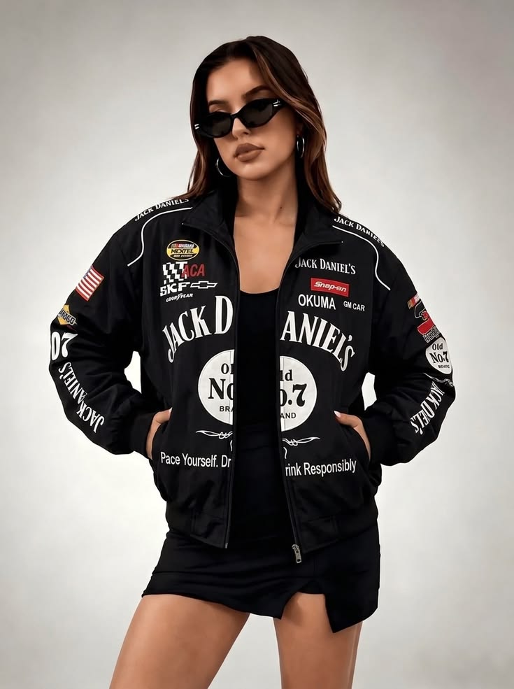 Jack Daniel’s Old No.7 DTF Print Racing Jacket – Black Edition