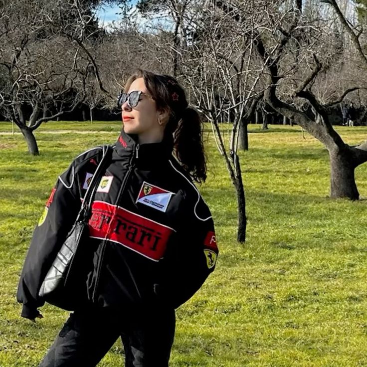 Black Ferrari Racing Jacket Luxury Motorsport-Inspired Streetwear  - VANZI