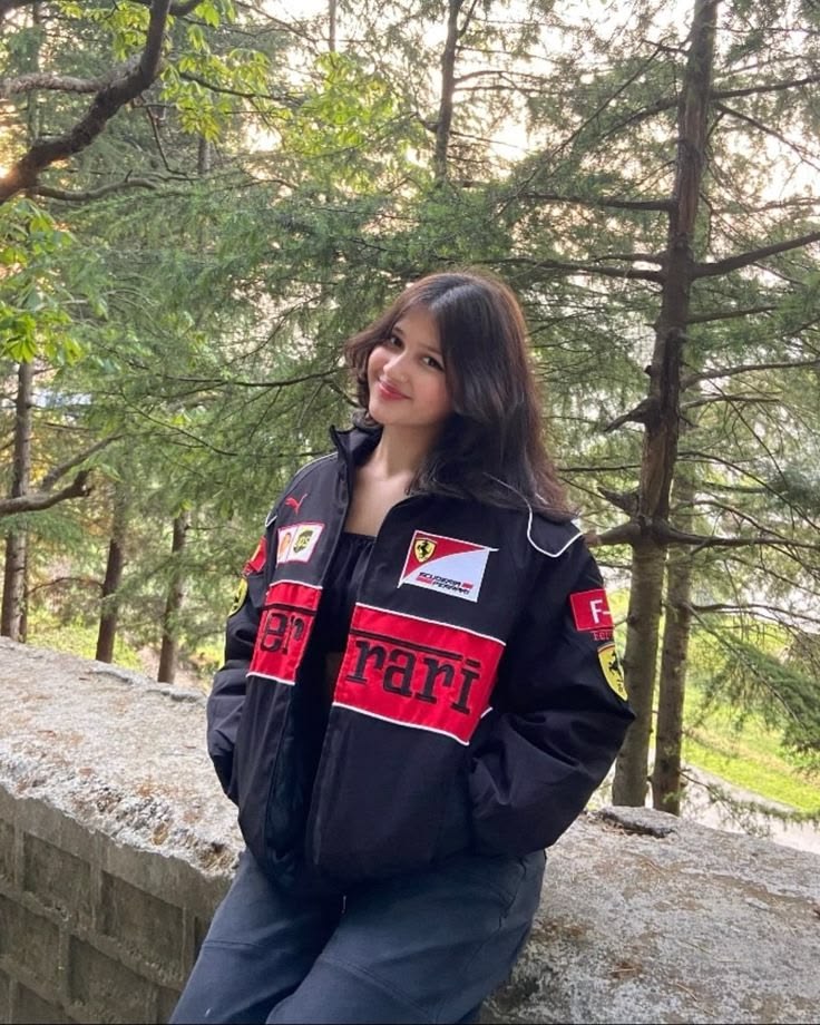 Black Ferrari Racing Jacket Luxury Motorsport-Inspired Streetwear  - VANZI