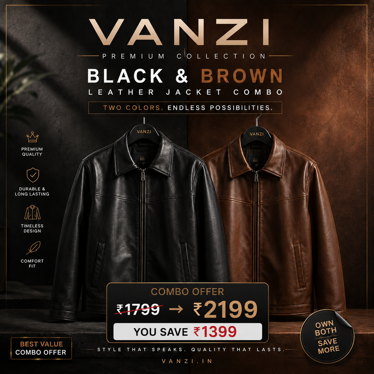 VANZI LEATHER JACKET COMBO MEN × WOMEN