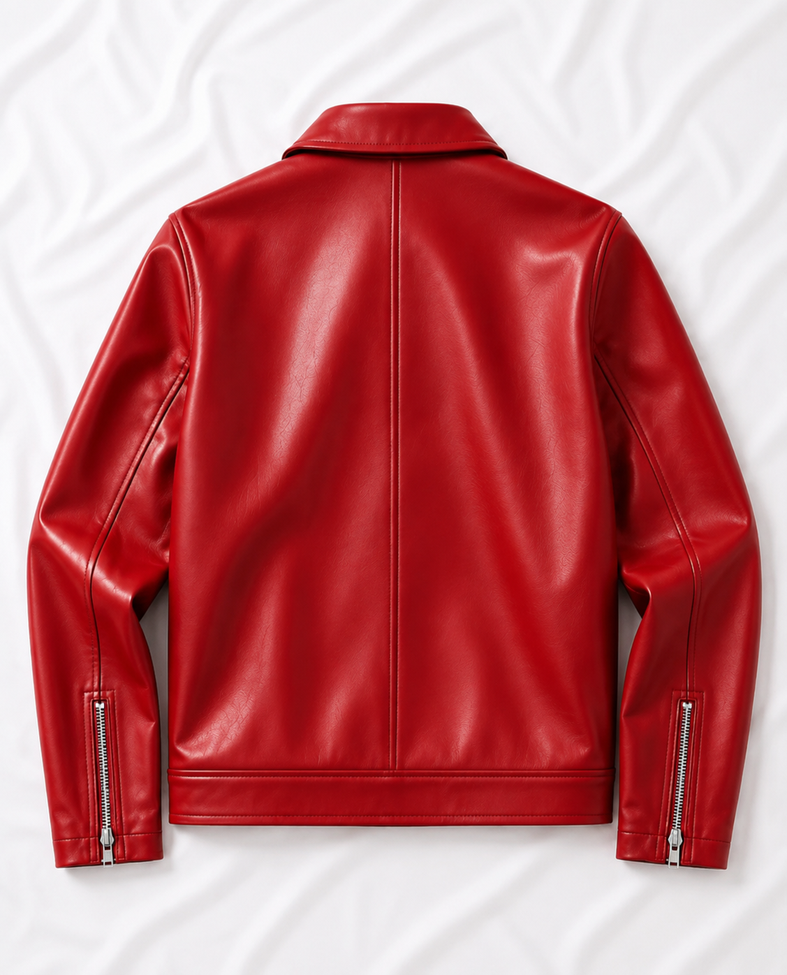 VANZI Fireman Metal Clasp Faux Leather Jacket – Red Boxy Fit