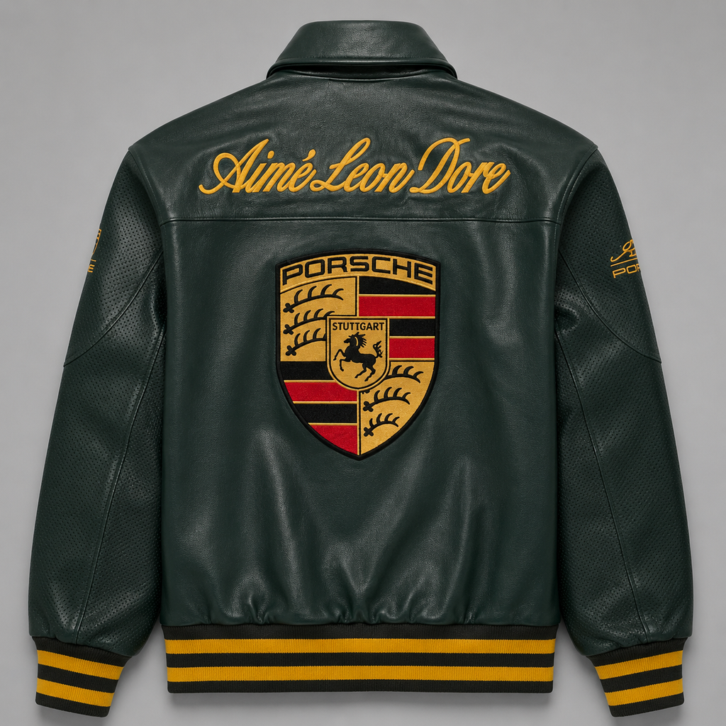 Premium Porsche 993 Leather Jacket – Vintage Racing Style