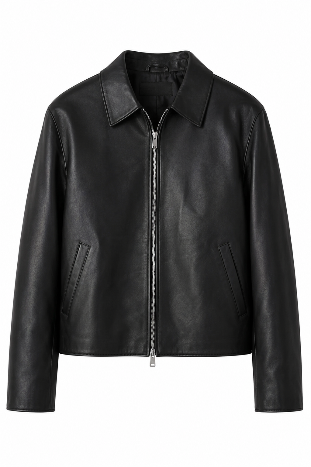 Black Cropped Leather Jacket for Men & Women