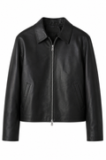 Black Cropped Leather Jacket for Men & Women