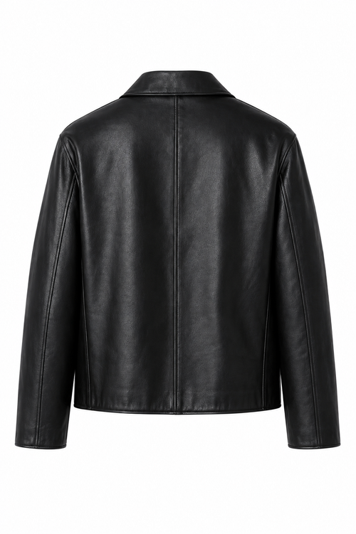 Black Cropped Leather Jacket for Men & Women