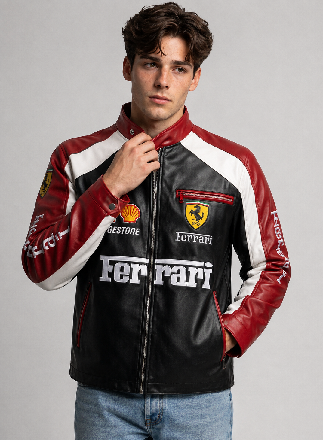 ferrari Racing Leather Jacket----Vanzi F1 Edition