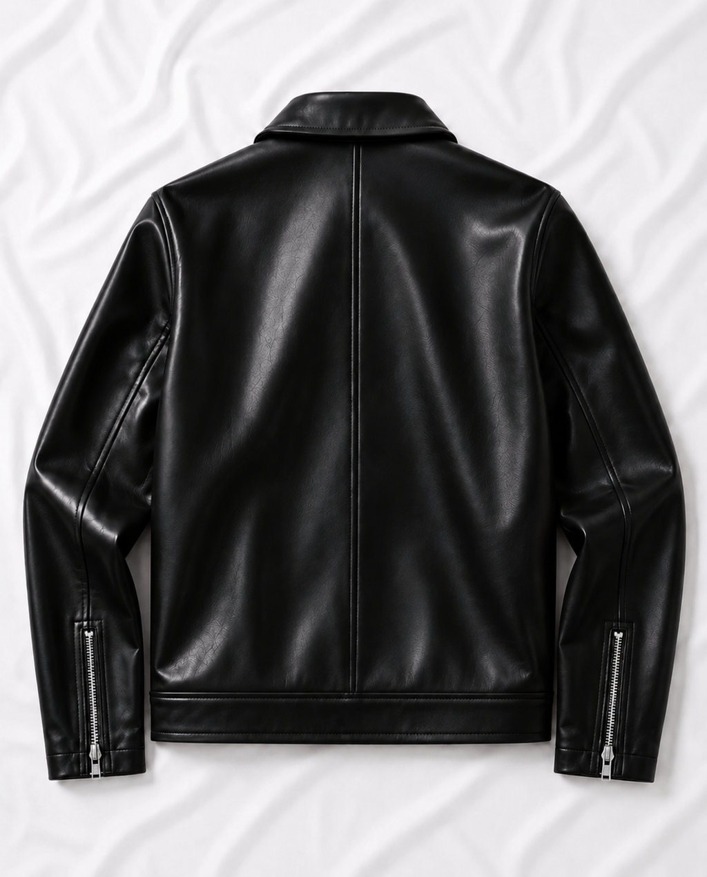 VANZI Fireman Metal Clasp Faux Leather Jacket – Black Boxy Fit