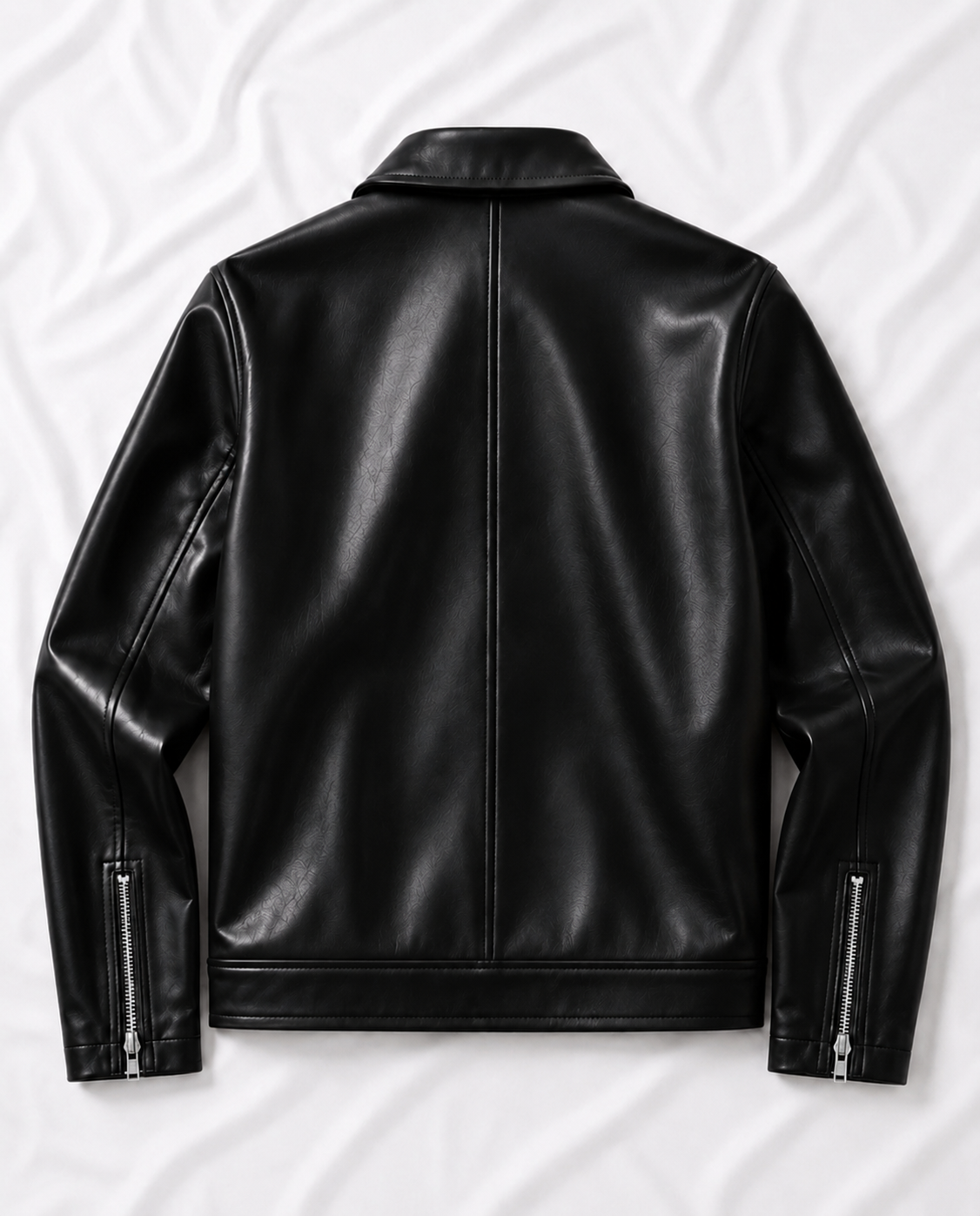 VANZI Fireman Metal Clasp Faux Leather Jacket – Black Boxy Fit