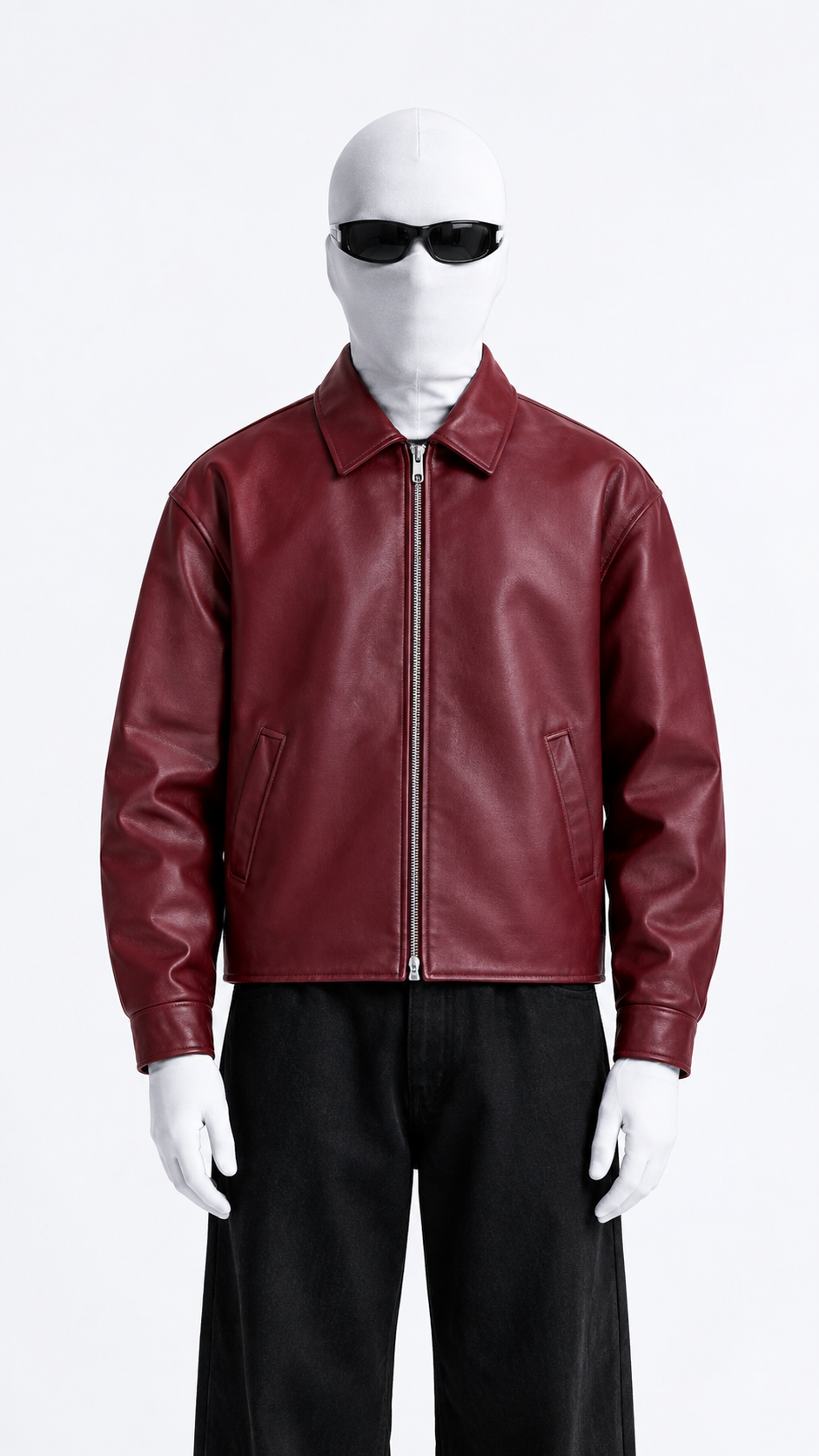 VANZI Burgundy Classic Leather Jacket – Premium Streetwear