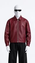 VANZI Burgundy Classic Leather Jacket – Premium Streetwear