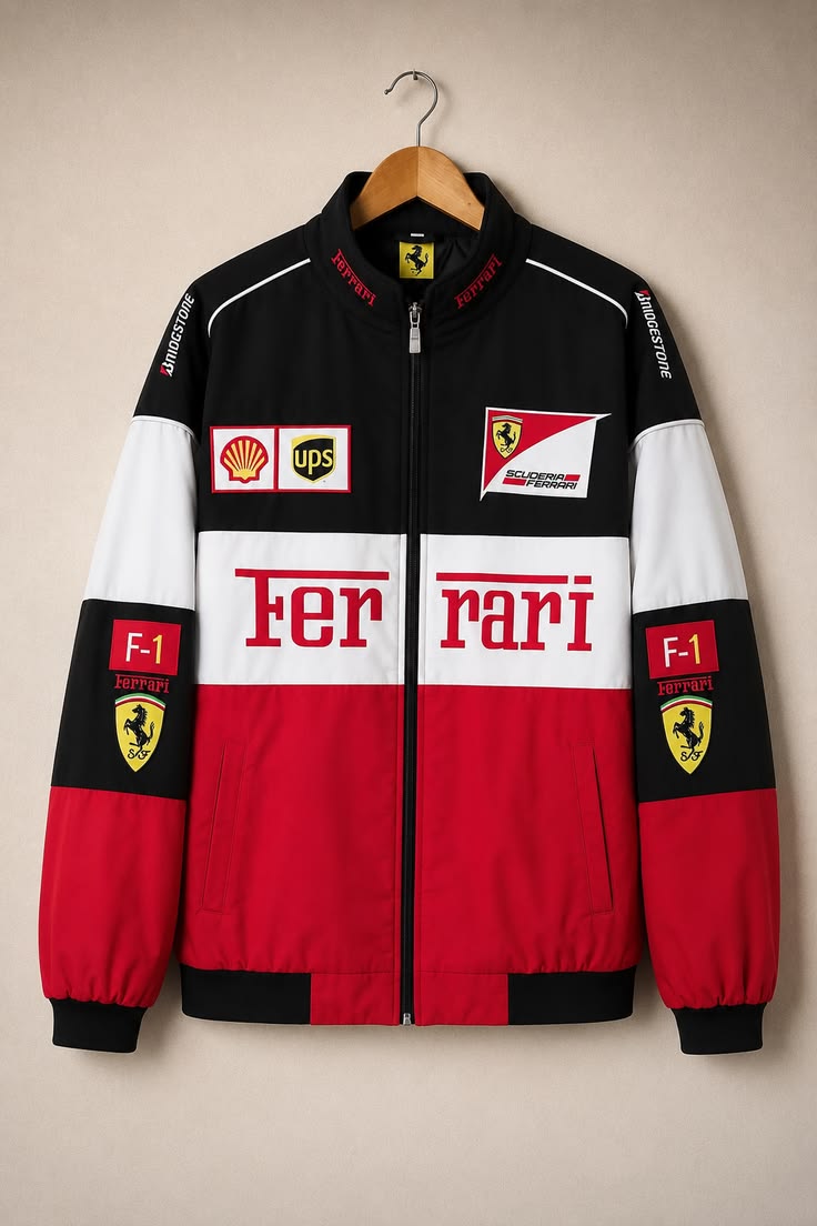Red & White Ferrari F1 Racing Jacket - VANZI