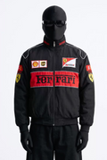 Black Ferrari Racing Jacket Luxury Motorsport-Inspired Streetwear  - VANZI