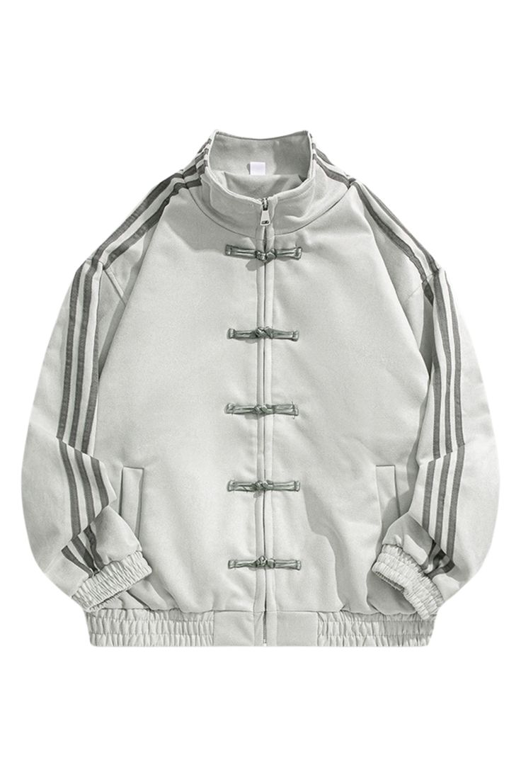 Originals Cream Mandarin Collar Frog Button Oversized Three-Stripes Track  CNY Jacket.