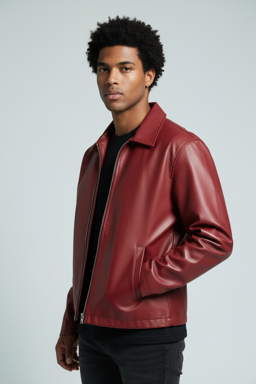 Red Cherry Vanzi Faux Leather Jacket – Stylish Winter Wear for Men/Women