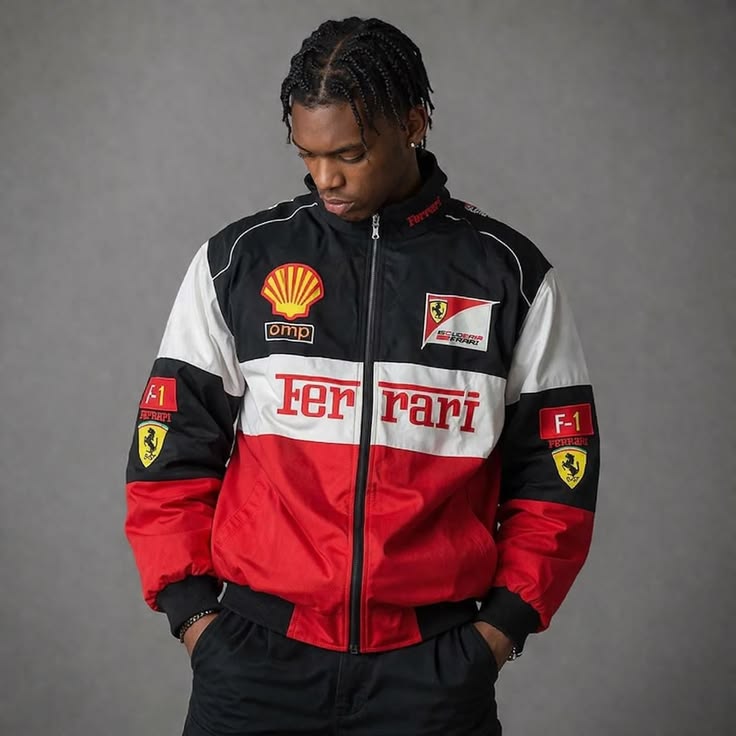 Red & White Ferrari F1 Racing Jacket - VANZI