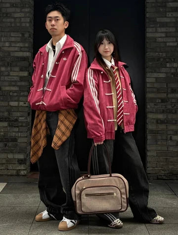 Adidas Maroon Toggle Track Jacket – Oversized Vintage Streetwear | VANZI