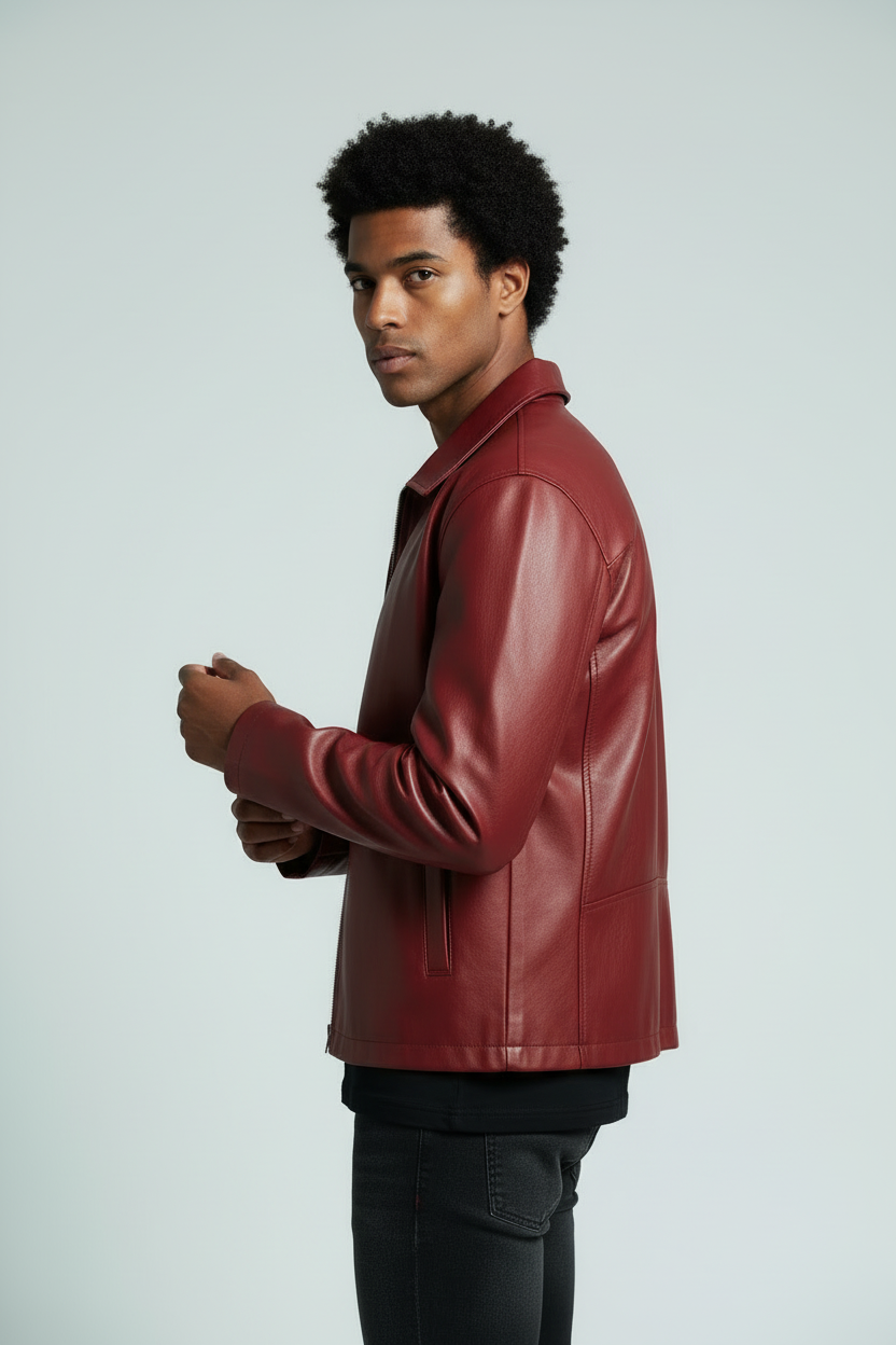 Red Cherry Vanzi Faux Leather Jacket – Stylish Winter Wear for Men/Women